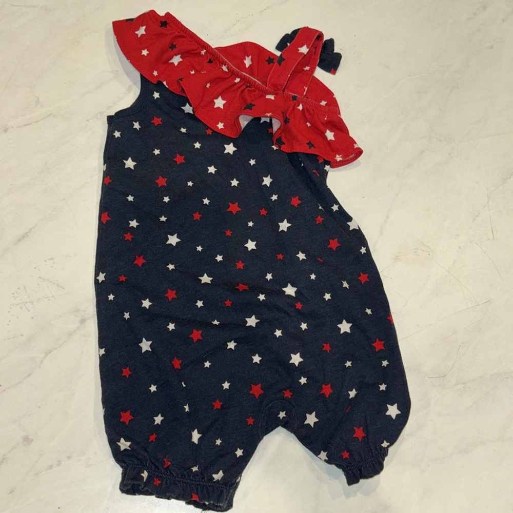Star Print Onesie Ruffle 24M - Picture 2 of 2